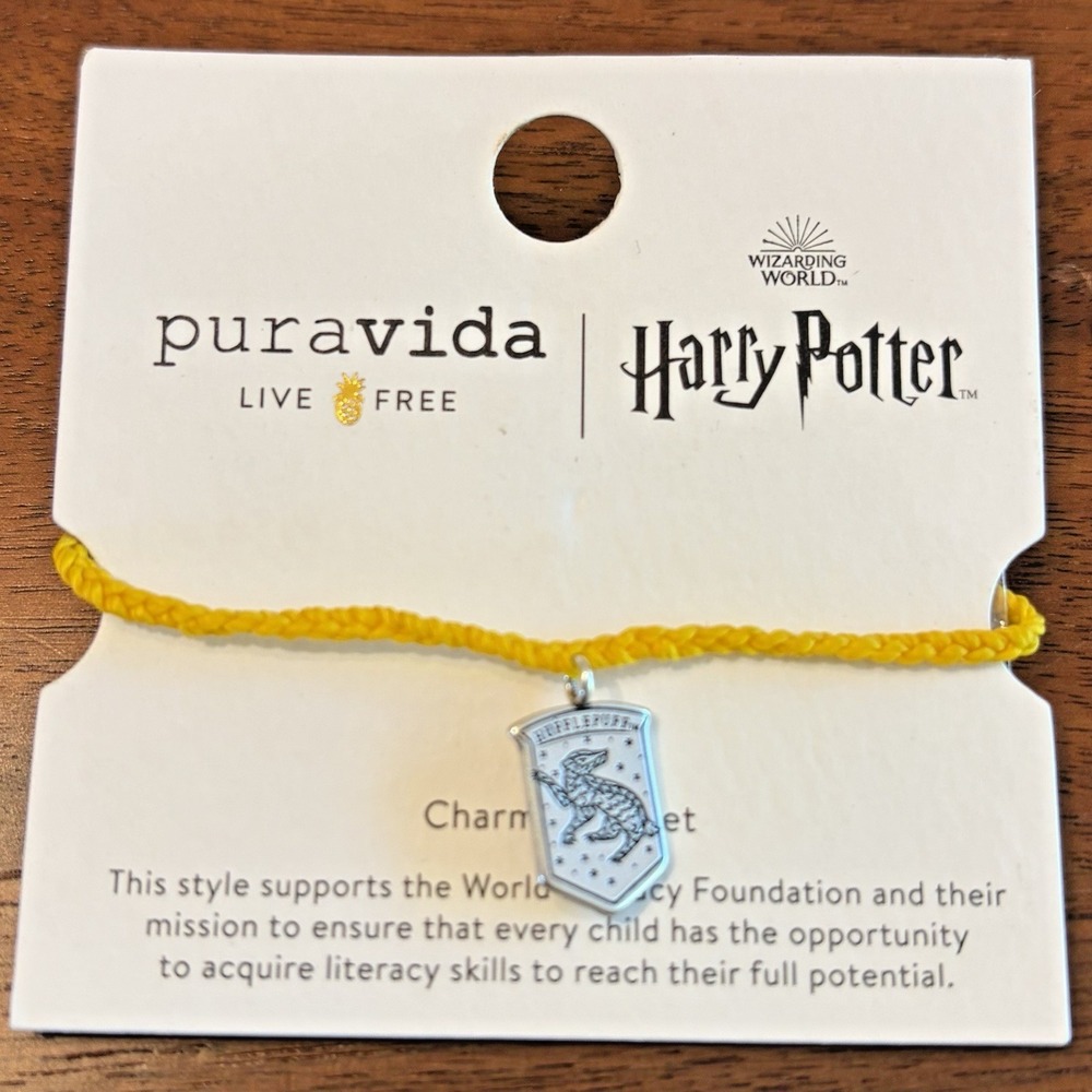NEW Pura Vida Harry Potter Bracelet, Hufflepuff Charm on Mini Braid